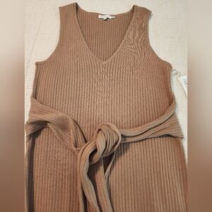 Good American Tan Sleeveless Belted Dress Cotton Sweater Dress Fits 16/18 NWT